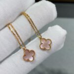 CLOVER 15MM PINK MOTHER-OF-PEARL SINGLE FLOWER NECKLACE - Image 2