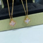 CLOVER 15MM PINK MOTHER-OF-PEARL SINGLE FLOWER NECKLACE - Image 3