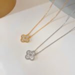CLOVER 15MM DIAMOND SINGLE FLOWER NECKLACE - Image 3