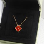 CLOVER 15MM DIAMOND CARNELIAN NECKLACE - Image 5