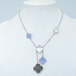 CLOVER MOP CHALCEDONY NECKLACE SILVER 6 MOTIF - Image 2
