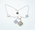 CLOVER MOP CHALCEDONY NECKLACE SILVER 6 MOTIF - Image 4