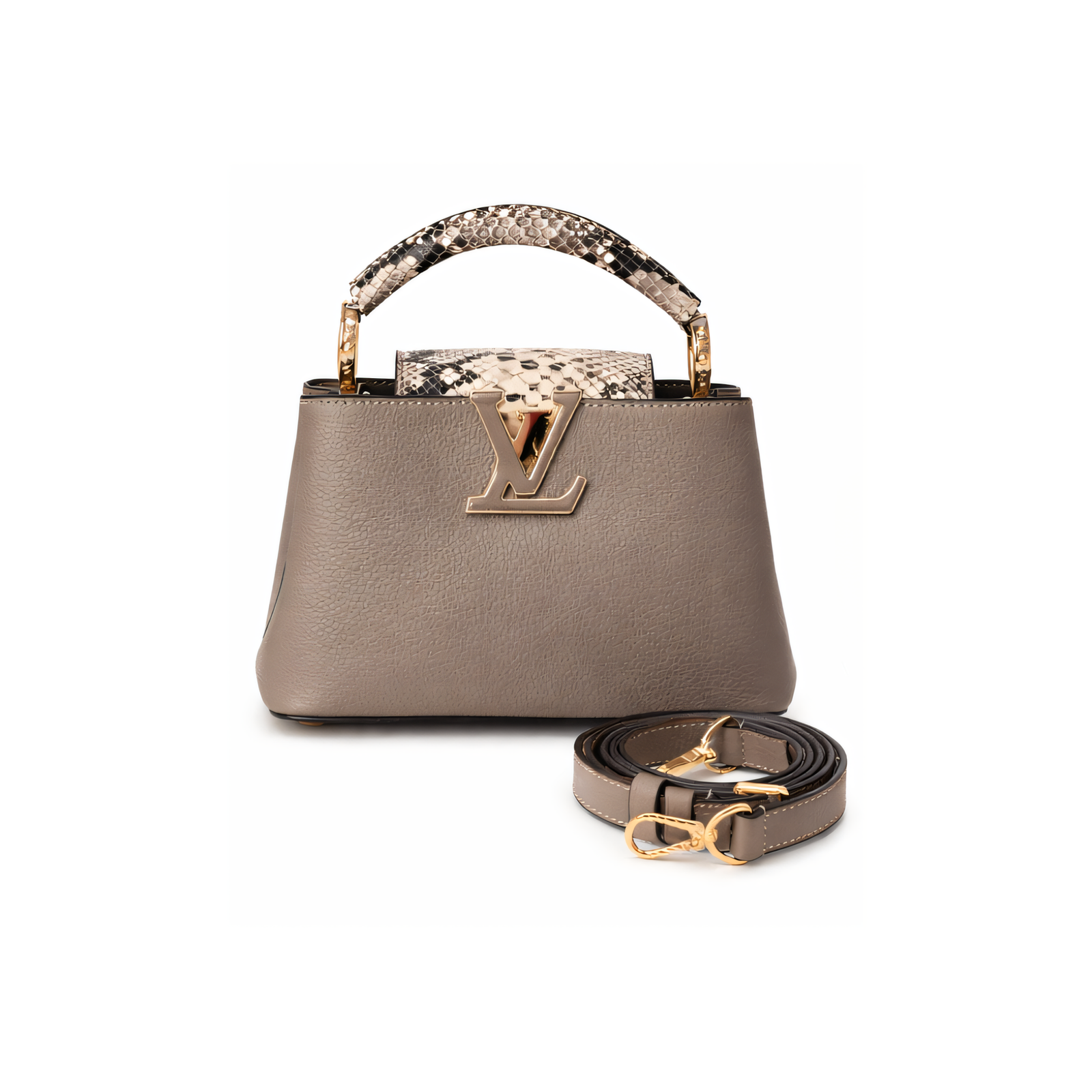 LouisVuitton-CapucinesPythonBag-DullBrown-1_5653e46e-3b38-40e5-9527-266c9d9efa05 L.ouis V.uitton Bag | Capucines Steeple Grey Python - Image 1