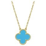 CLOVER 15MM VINTAGE TURQUOISE NECKLACE