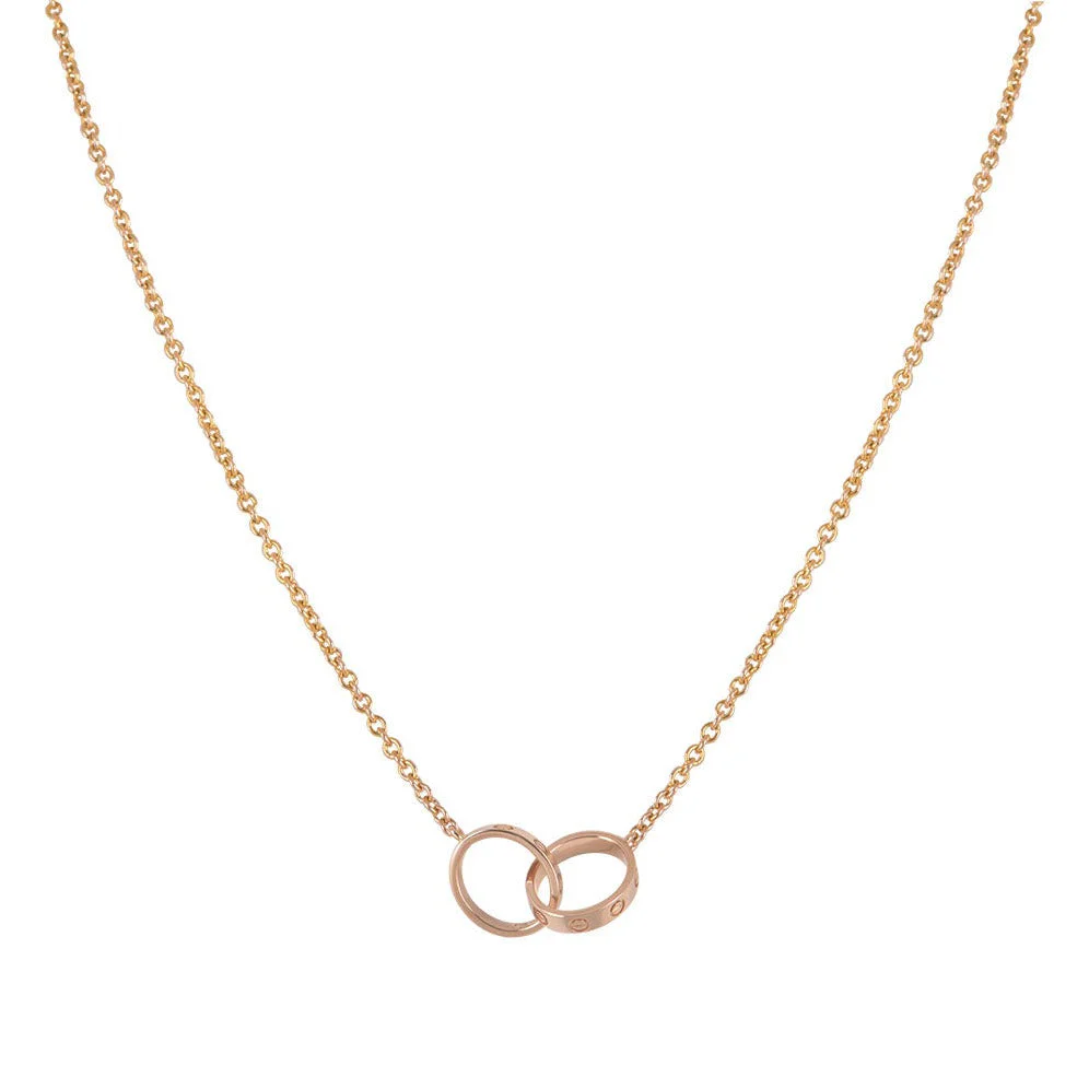 RD3390A_0_6ef4ebcb-1033-4cee-918f-393bfa1109c2 LOVE NECKLACE DOUBLE RING PINK GOLD - Image 1