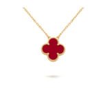 CLOVER 15MM CARNELIAN SINGLE FLOWER NECKLACE - Image 3
