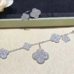 CLOVER 6 MOTIFS SILVER DIAMOND BRACELET - Image 2