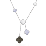 CLOVER MOP CHALCEDONY NECKLACE SILVER 6 MOTIF - Image 3