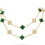 CLOVER 20 MOTIFS MALACHITE DIAMOND NECKLACE