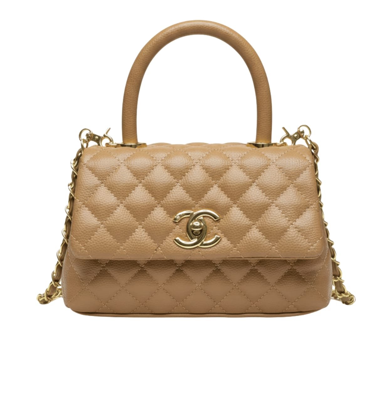 WhatsApp_Image_2025-11-23_at_2.15.26_PM_2 Chan.el | Mini Coco Handle Flap Bag In Caramel/beige Caviar Leather. - Image 1