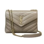Saint Laurent | Loulou Small Chain Bag In Taupe Or Beige Calfskin Leather
