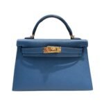 Her.mès | Mini Kelly 20 Sellier Handbag In A Deep Blue Hue With Gold Hardware