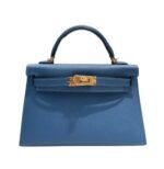 Her.mès | Mini Kelly 20 Sellier Handbag In A Deep Blue Hue With Gold Hardware