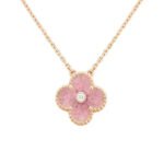 CLOVER 15MM DIAMOND RHODONITE NECKLACE - Image 2