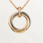 TRINITY NECKLACE SILVER GOLD PINK GOLD DIAMONDS - Image 2