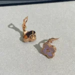 CLOVER MEDIUM 1 DIAMOND PINK EARRINGS - Image 2