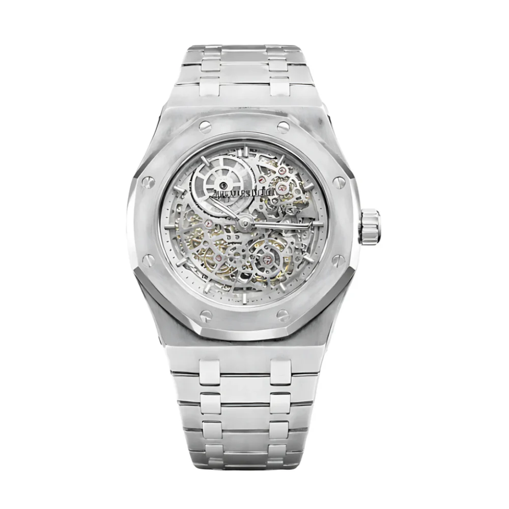 httpswww.canva.comdesign_1 Aud.emars Piguet Watch | Aud.emars Piguet Royal Oak Jumbo Extra-Thin Openworked Silver - Image 1