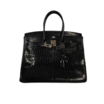 Her.mes | Birkin Handbag Made From Shiny Black Crocodile Skin.