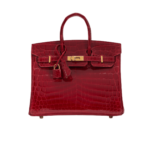Her.mes | Birkin 30 Handbag Made From Shiny Niloticus Crocodile Leather In The Deep Red Color