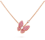 BUTTERFLY RED DIAMOND ROSE GOLD NECKLACE - Image 2