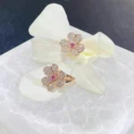 FRIVOLE PINK GOLD FLOWER DIAMOND EARRINGS - Image 7