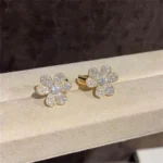 FRIVOLE GOLD FLOWER DIAMOND EARRINGS - Image 2