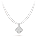 CLOVER 25MM SILVER FULL DIAMOND BIG CLOVER NECKLACE