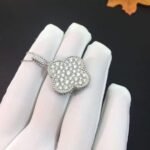 CLOVER 25MM SILVER FULL DIAMOND BIG CLOVER NECKLACE - Image 3