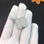 CLOVER 25MM SILVER FULL DIAMOND BIG CLOVER NECKLACE - Image 4