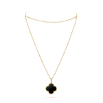 CLOVER 25MM GOLD ONYX BIG CLOVER NECKLACE - Image 5