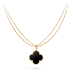 CLOVER 25MM GOLD ONYX BIG CLOVER NECKLACE