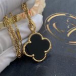 CLOVER 25MM GOLD ONYX BIG CLOVER NECKLACE - Image 4