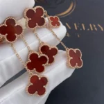 CLOVER EARRINGS CARNELIAN 4 MOTIFS PINK GOLD - Image 3