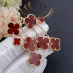 CLOVER EARRINGS CARNELIAN 4 MOTIFS PINK GOLD - Image 5