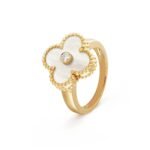 CLOVER PINK MOP RING GOLD DIAMOND